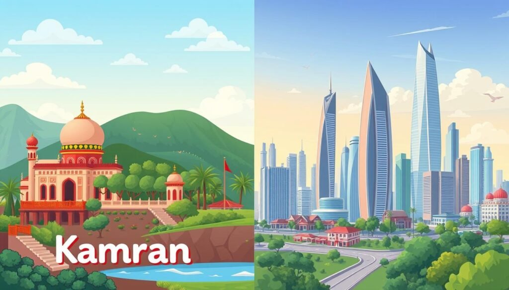 Kamran vs. Cameron name comparison illustration