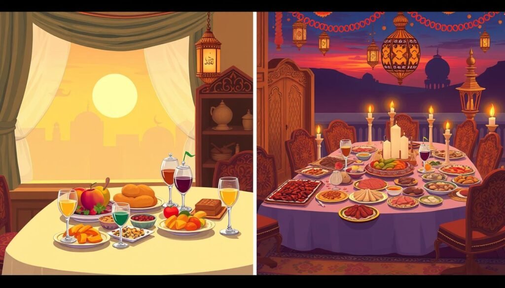 Suhoor and Iftar during Ramadan meal times